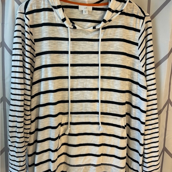 J. Jill Navy and White Striped Hoodie - Picture 1 of 2